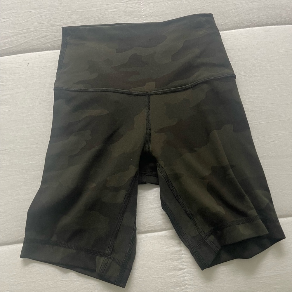 Dark Green Camo Lululemon Align 6 inch Biker Shorts